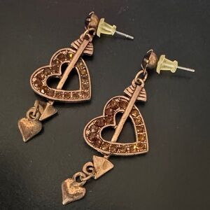 Heart Arrow Brown Earrings